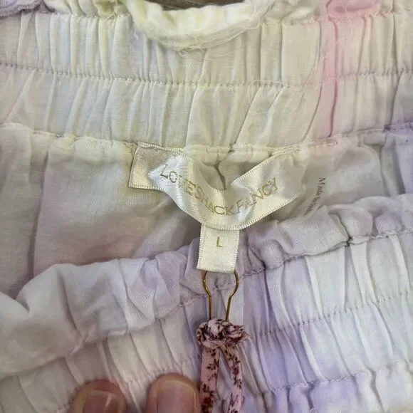 Love Shack Fancy Skirt Size Large Ruffle Mini Skirt Multi Tie Dye New With Tags - Picture 5 of 8